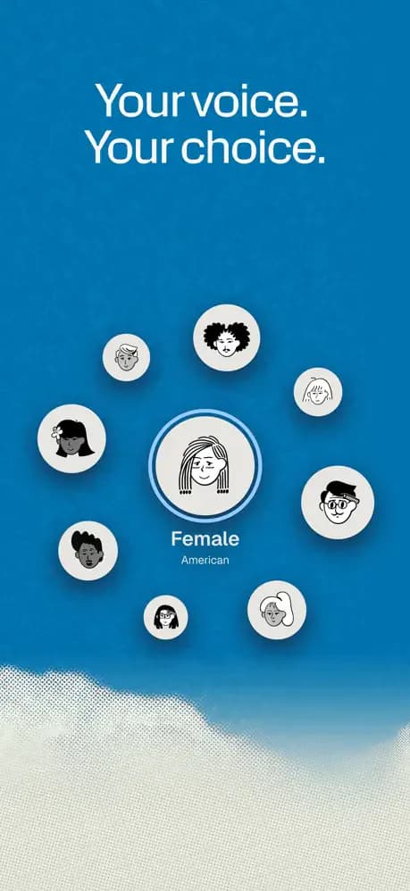 a1mobile voice selection screen with several illustrated voice options.